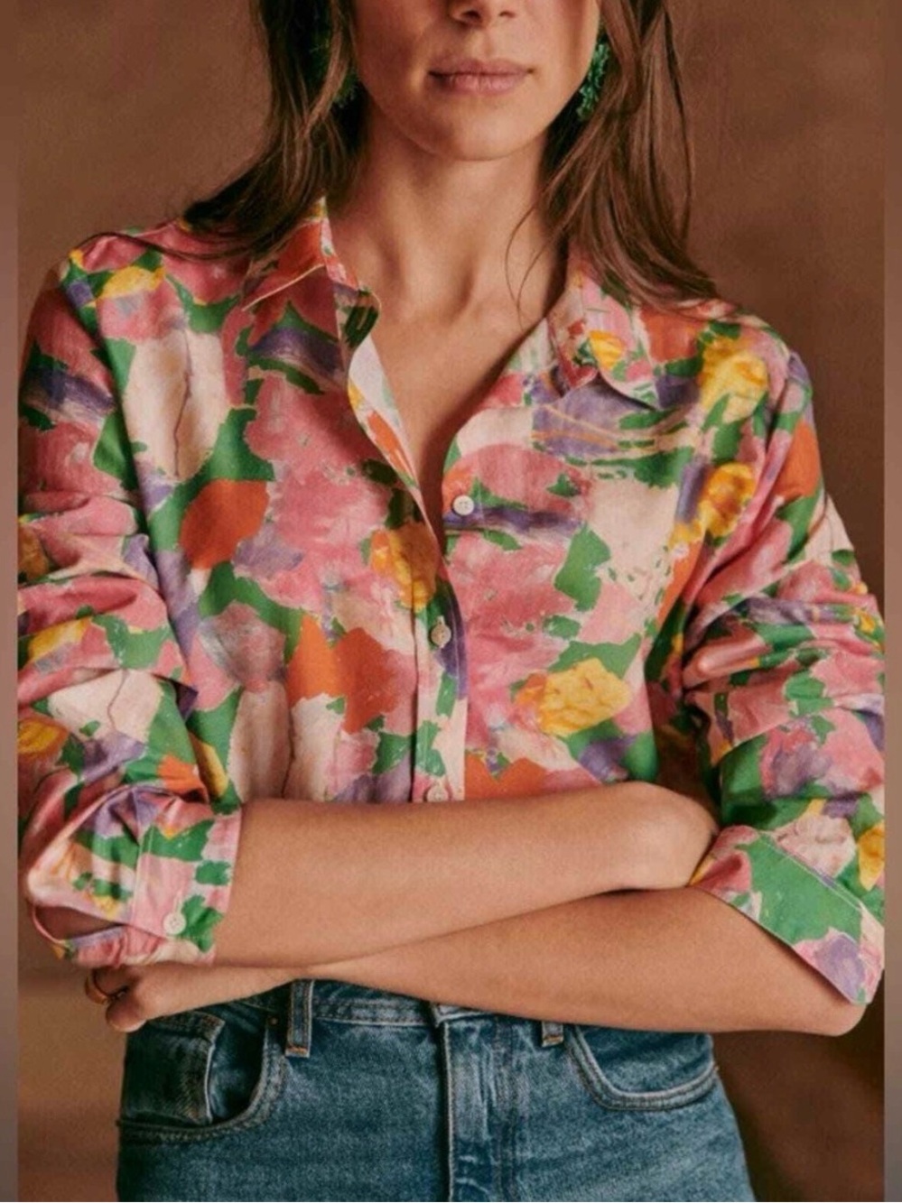Sezane Pierro Shirt × Geoffroy Pithon
Pink Green Abstract Size 34 US 2